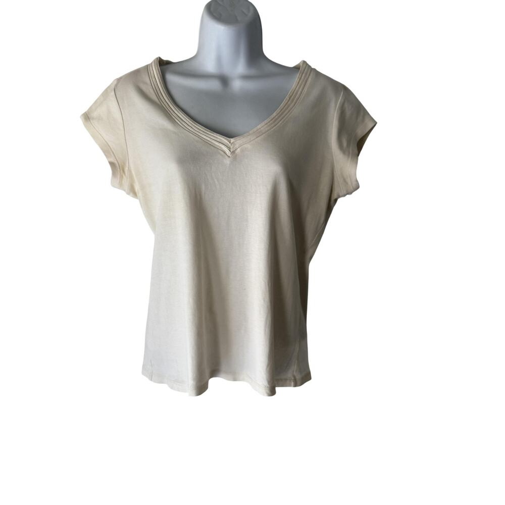Liz Claiborne Villager Shirt Y2k Medium‎ V Neck Short Sleeve Casual Top Coquette